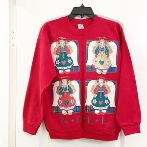 Glitter angels red Noel Vintage pullover sweater